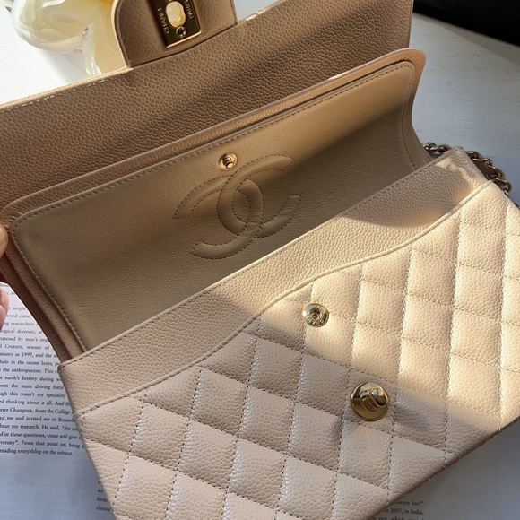 Chanel Classic Medium Double Flap Beige Bag - Picture 5 of 8